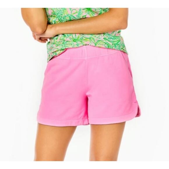 Lilly Pulitzer Kylar Knit 5” Inseam Pink Terry Pull On Beach Lounge Shorts XXS** - Picture 1 of 16